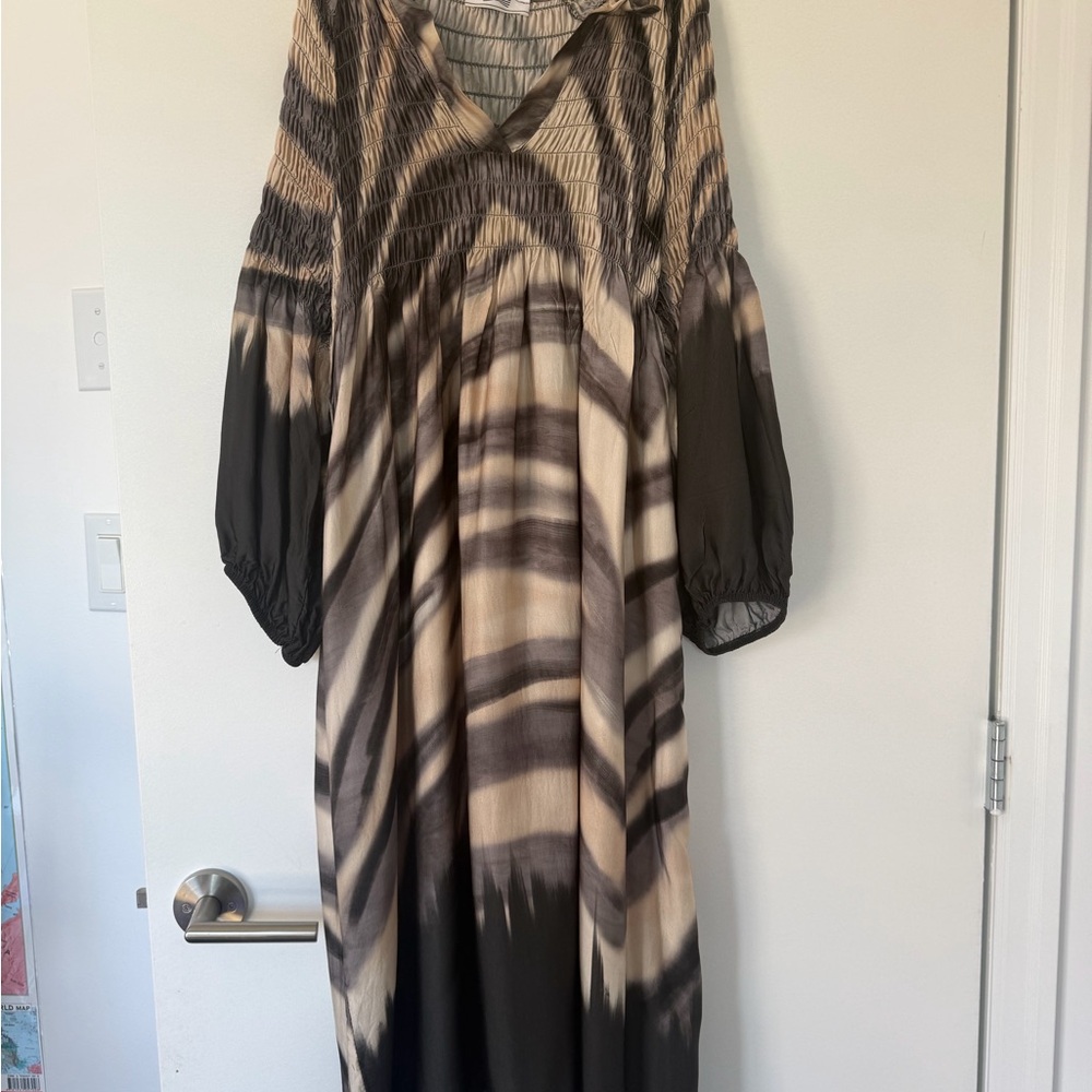 Flowing Black and Cream Tie-Dye Dress, PreLoved, size S-M